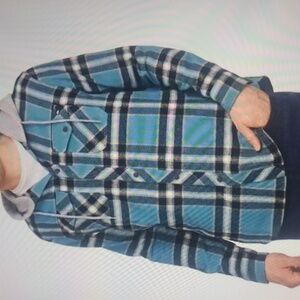 MEDIUM    QUIKSILVER HOODED FLANNEL MIDWEIGHT JACKET